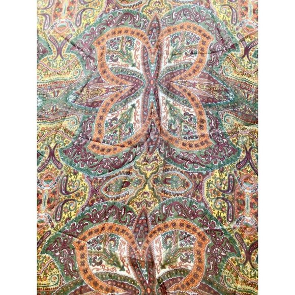 ANTIBES BLANC Brown Floral Paisley Silk Chiffon Large Shawl Scarf - Picture 7 of 10